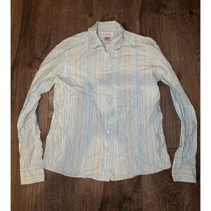 Brooks Brothers Wrinkle Free Shirt Womens Medium Blue Cotton Stretch Button Up